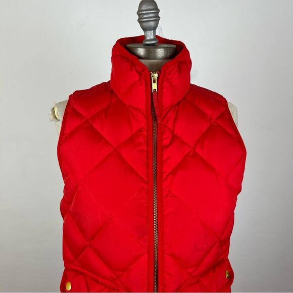 J. Crew Red Puffer Vest with Snap Pockets - Picture 3 of 11